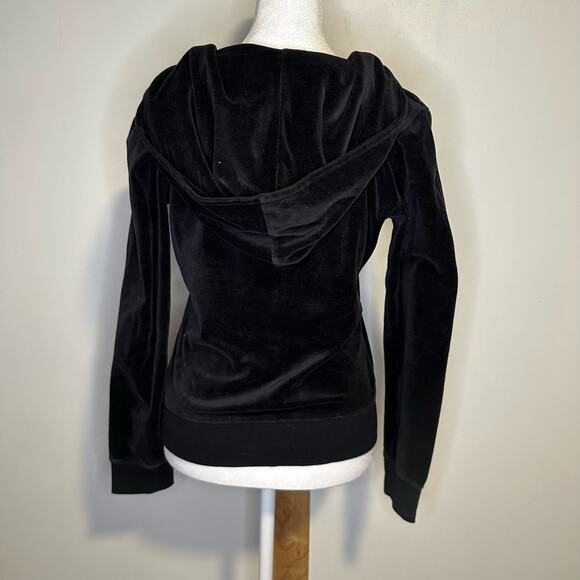 Victoria's Secret black velour zip up hoodie size M - Picture 4 of 11